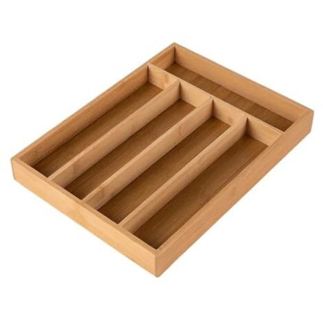 Organisateur de tiroir de cuisine en bambou - rangement pour couverts - plateaux et rangements pour couverts, convient aux cuisines et aux décorations de Noël.