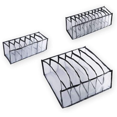 Organisateur de Tiroir pour Sous-vètements, Boîte de Rangement Lavable Pliable Closet Organiseurs Paniers de Rangement pour Soutien-Gorges, Chaussettes, Foulard Séparateurs de Tiroir (B)
