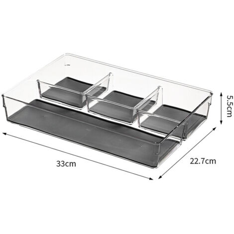 Organisateur de tiroir transparent en PET, séparateur de rangement pour ustensiles de cuisine - Rangement pour pinceaux de maquillage, bureau et salle de bain - Boîte de rangement carrée