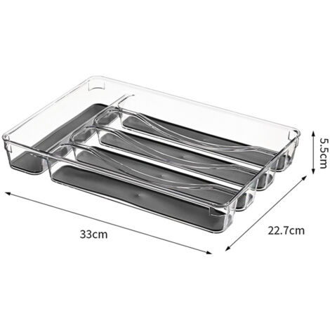 Organisateur de tiroir transparent en PET, séparateur de rangement pour ustensiles de cuisine - Rangement pour pinceaux de maquillage, bureau et salle de bain - Boîte de rangement verticale