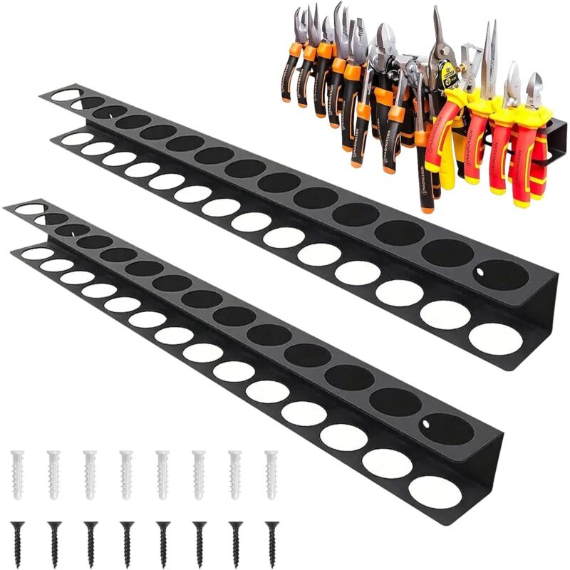organisateur de tournevis, 2 piè ces Wall Mount Screwdriver, Support de tournevis pour ateliers, Porte-tournevis et pinces pour garage (Noir)