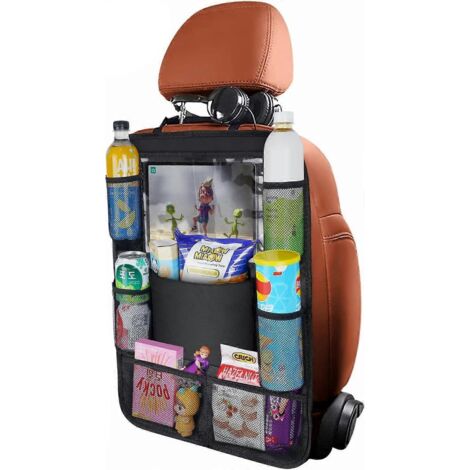 Organisateur de voiture, organisateur de siège auto, organisateur de siège arrière pour enfants, tapis de protection contre les coups de pied, support pour tablette tactile 10 pouces (1 pièce)