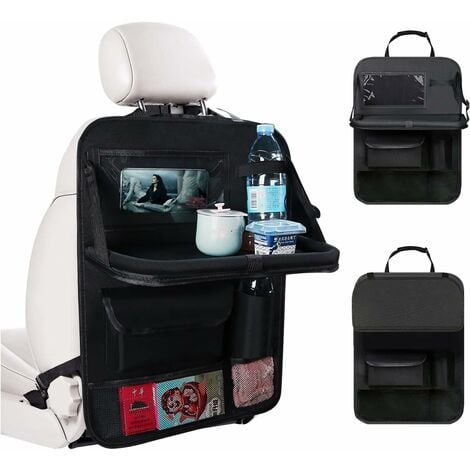 Organisateur de Voiture, Organisateur Voiture Enfant avec Plateau et Poche pour Téléphone/Tablette, Imperméable Organiseurs de Siège Arrière de Voiture pour Rangement des Jouets/ Livres/ Bouteilles