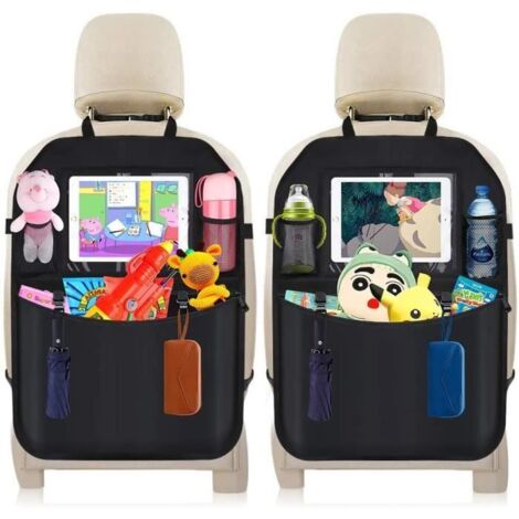 Organisateur de Voiture,2Pcs Protection Siège Arrière Voiture,Protège Siège Voiture enfant avec IPad Transparent Rangement et Plusie