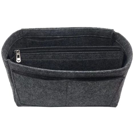 Organisateur de voyage pour sac à main, doublure en feutre, pochette de rangement pour sac fourre-tout, 3 tailles pour femme - 26 x 13 x 16 cm - Gris