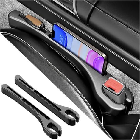 Organisateur d'espacement pour siège auto (lot de 2) amélioré avec support pour téléphone, un accessoire auto indispensable (noir)