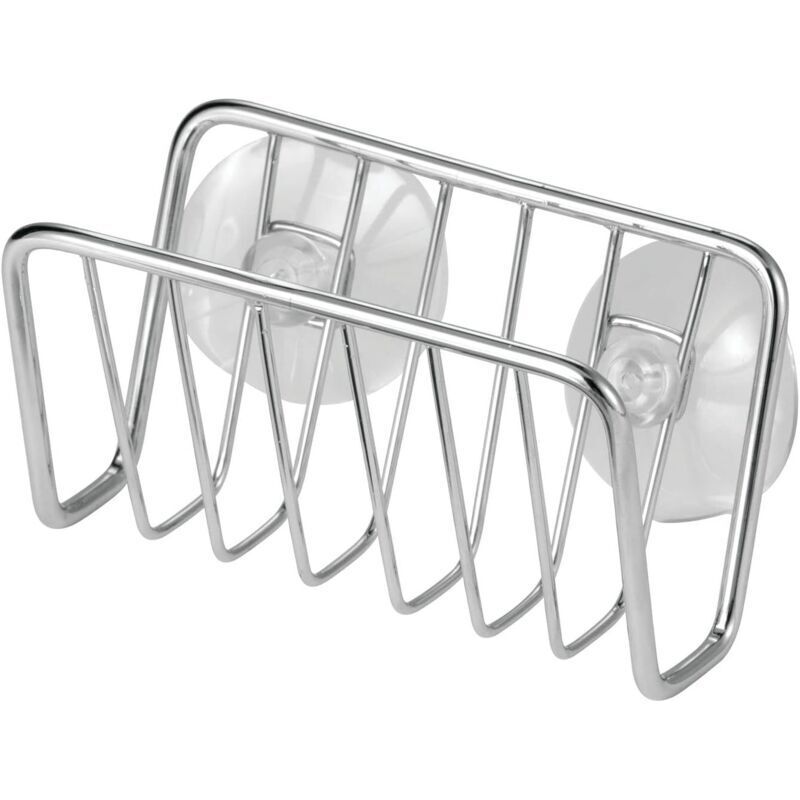 Organisateur d'évier de cuisine en métal - Petit support pour éponge, savon, épurateur - Panier métallique ouvert à séchage rapide avec ventouse
