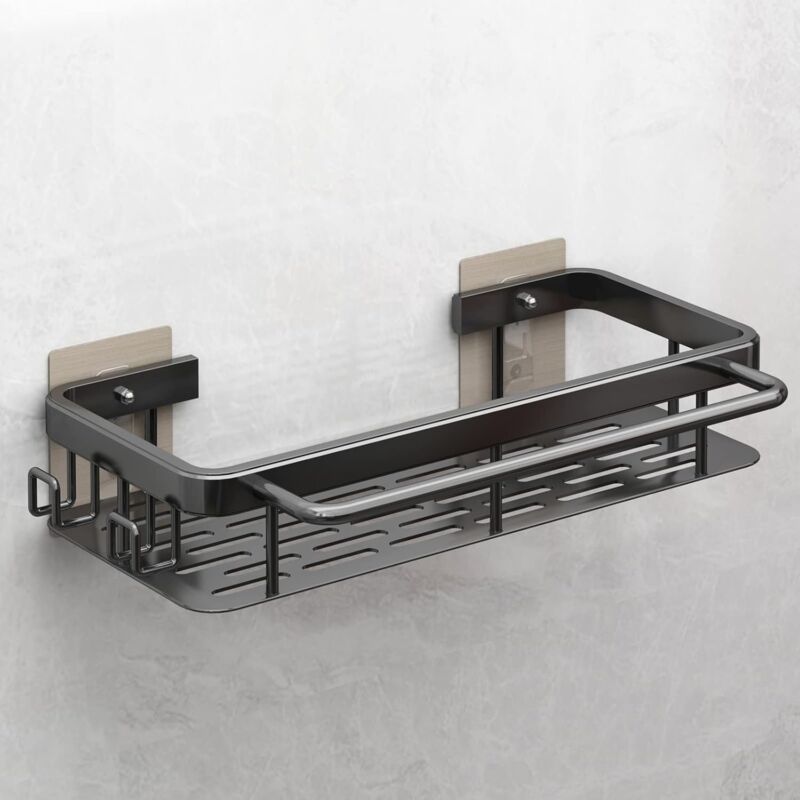 Organisateur d'évier de cuisine noir - Aucun perçage requis - Support d'accessoires de cuisine - Éponges, brosses/savon - Évier avec barre