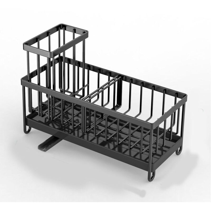 Organisateur d'évier - Étagère de rangement pour évier de cuisine - Égouttoir à vaisselle - Acier inoxydable - Rangement de cuisine - Rangement pour
