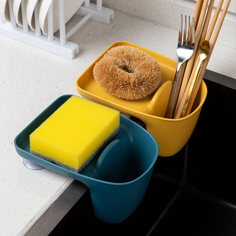Organisateur D'évier pour Porte-éponge De Cuisine avec Panier De Vidange pour Ranger Les Chiffons Les Baguettes Et Les Petits Objets.