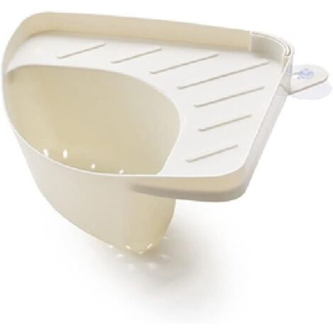 Organisateur d'évier triangulaire blanc, égouttoir multifonctionnel, organisateur, porte-éponge, étagère d'angle avec ventouse pour cuisine et salle de bain, étagère suspendue pour évier, porte-savon