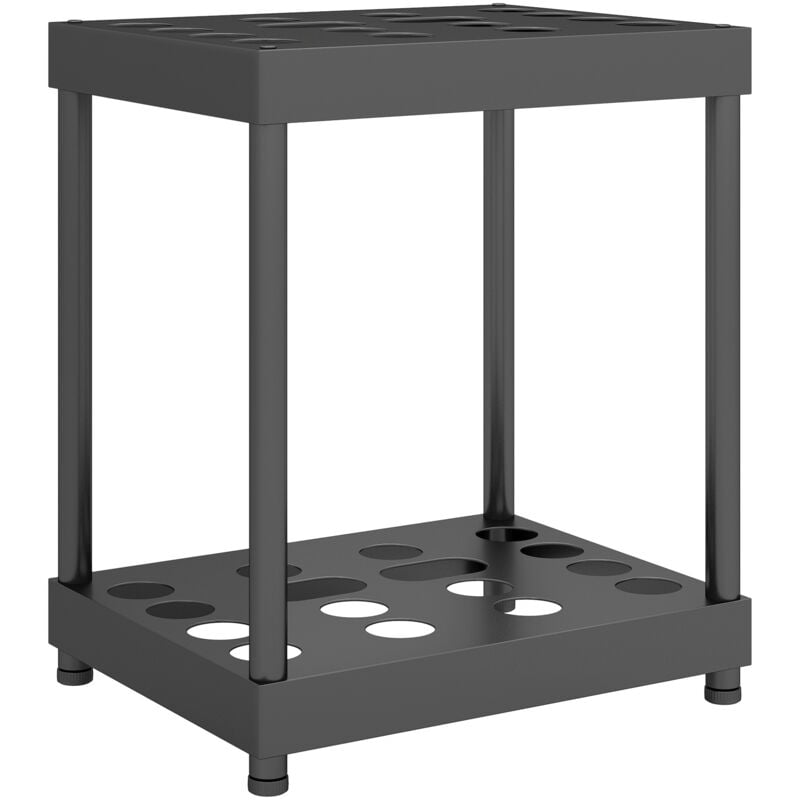 Outsunny - Organisateur d'outils de jardin 16 compartiments acier époxy noir