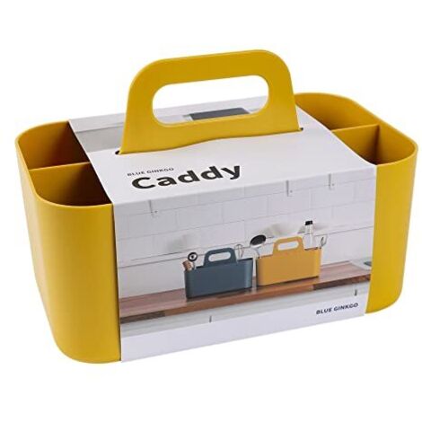 Organisateur Empilable – Caddy Portable Fabriqué en Corée pour Salle de Bain, Bureau, Loisirs Créatifs ou Fournitures Scolaires (Rectangulaire, Jaune)