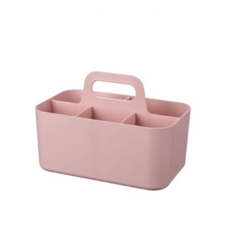 Organisateur Empilable – Caddy Portable pour Salle de Bain, Bureau, Loisirs Créatifs ou Fournitures Scolaires (Rectangulaire, Rose)