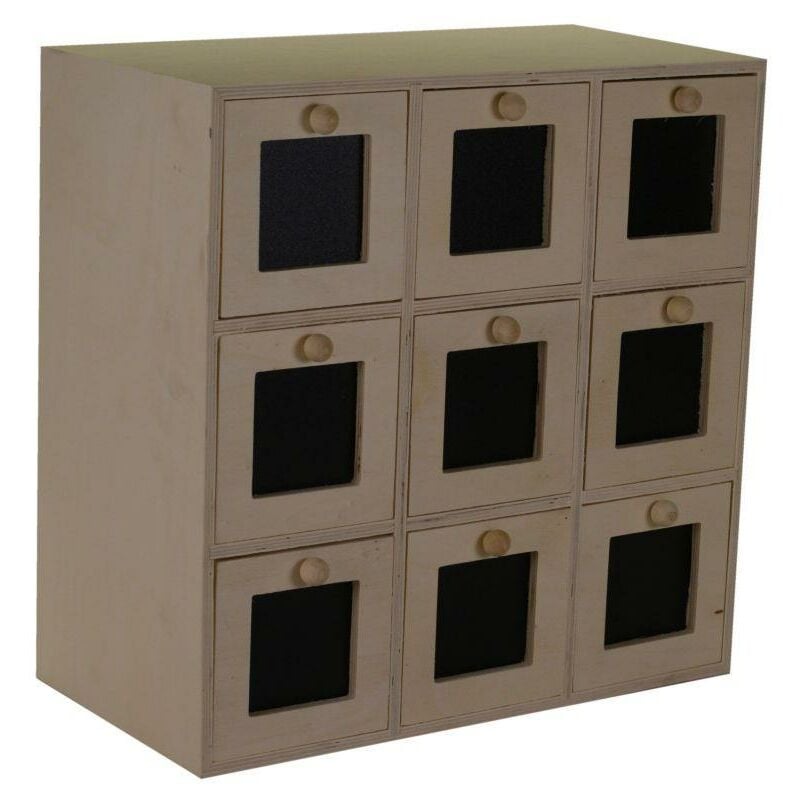 Webmarketpoint - Organisateur en bois naturel avec 9 tiroirs 35x18x35 cm