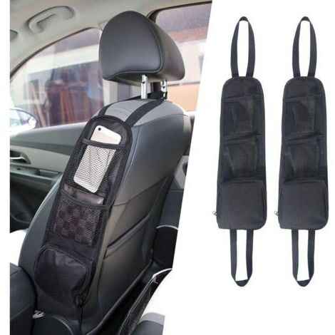 Organisateur Latéral de Siège,2pcs Sac de Rangement, Support de Téléphone, Poche en Filet pour Tous les Sièges d'auto de Passager Avant pour Voitures, Camions