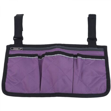 Organisateur latéral pour fauteuil roulant, sac de rangement, pochette pour accoudoir avec porte-gobelet et bande réfléchissante, pour la plupart des fauteuils roulants, déambulateurs ou déambulateurs