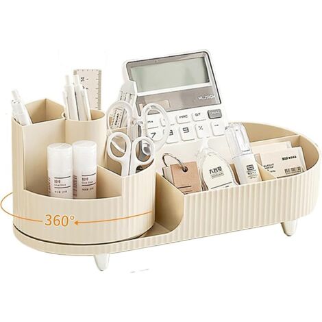 Organisateur Maquillage Rotatif 360°, Pot Pinceaux Cosmétique avec Compartiments 2 en 1, Organiseur Couleur Crème pour Salle Coiffeusede, Bainde, Chambre,Boîte Vanité Multifonctionnel Capacité Grande