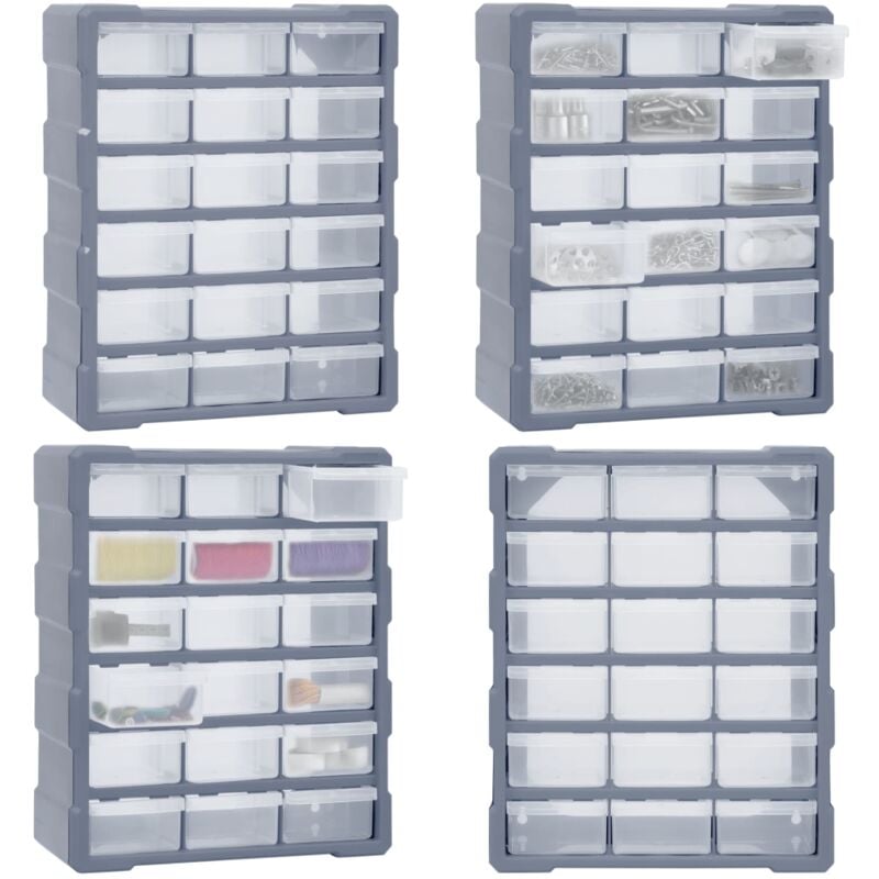 Organisateur multi-tiroirs avec 18 tiroirs centraux 38x16x47 cm - organisateur multi-tiroirs - organisateurs multi-tiroirs - Home & Living - Gris
