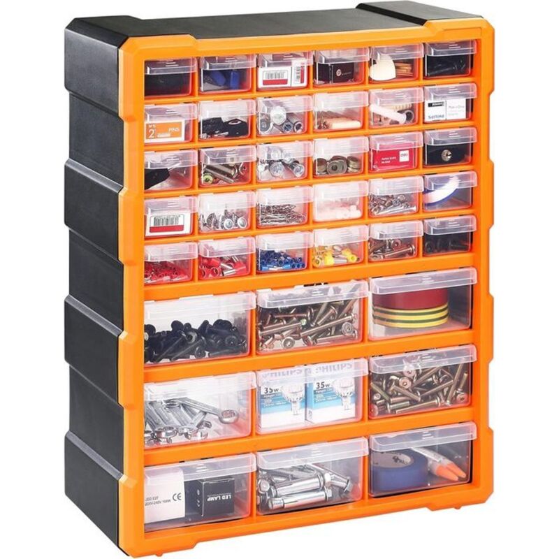 Organisateur Multi-tiroirs avec 39 Tiroirs, Boîte à Coudre, Boîte à Outils, Armoire de Rangement, Unité d'Organisation, 38x16x47 cm