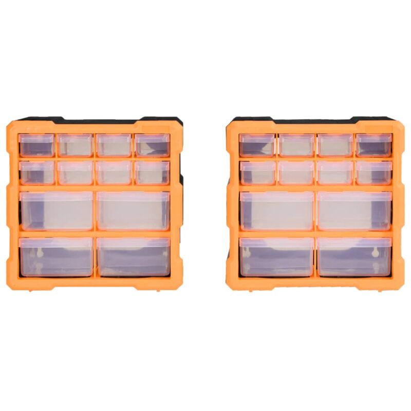 Organisateurs multi-tiroirs avec 12 tiroirs 2 pcs 26,5x16x26 cm