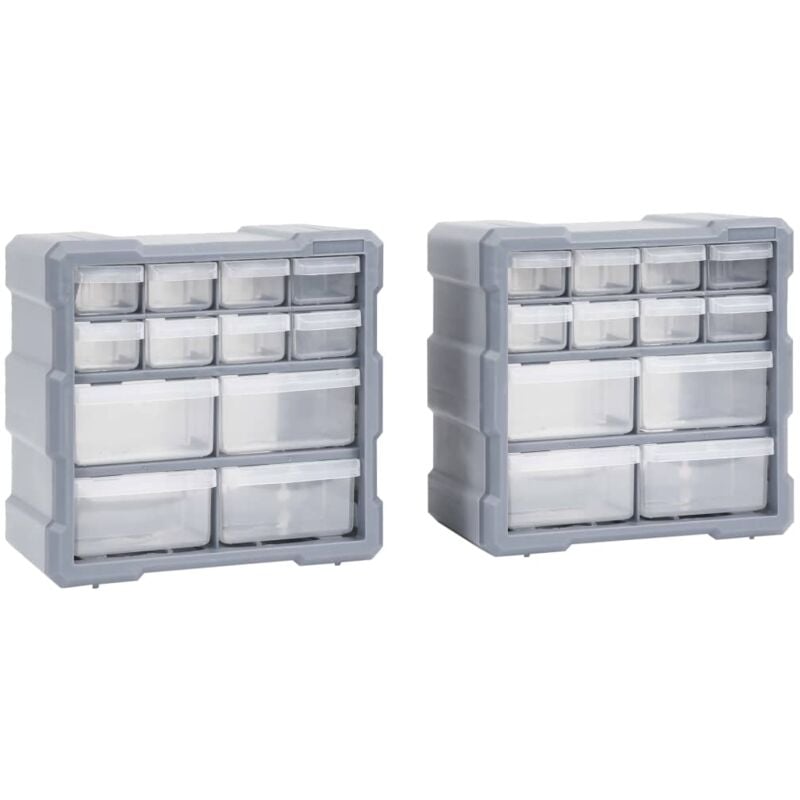 Organisateurs multi-tiroirs avec 12 tiroirs 2 pcs 26,5x16x26 cm Vidaxl