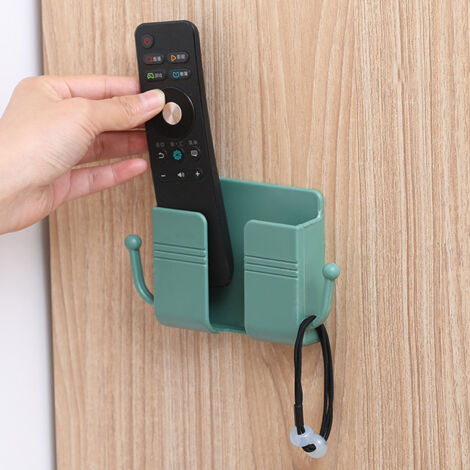 Organisateur mural avec support de charge pour télécommandes et téléphone, matériau plastique durable, design pratique et moderne vert