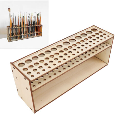 Organisateur mural pour outils artistiques - Porte-brosses 67 trous amovible en pin - Rangement détachable pour brosses et crayons