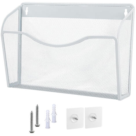Organisateur mural vertical pour dossiers A4/lettre, poche unique en maille, porte-documents suspendu pour bureau, maison, école, blanc