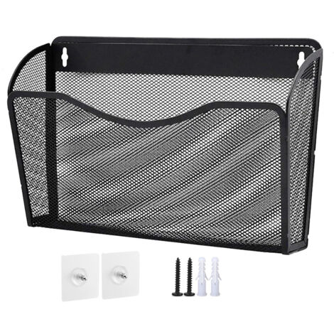 Organisateur mural vertical pour dossiers A4/lettre, poche unique en maille, porte-documents suspendu pour bureau, maison, école, blanc