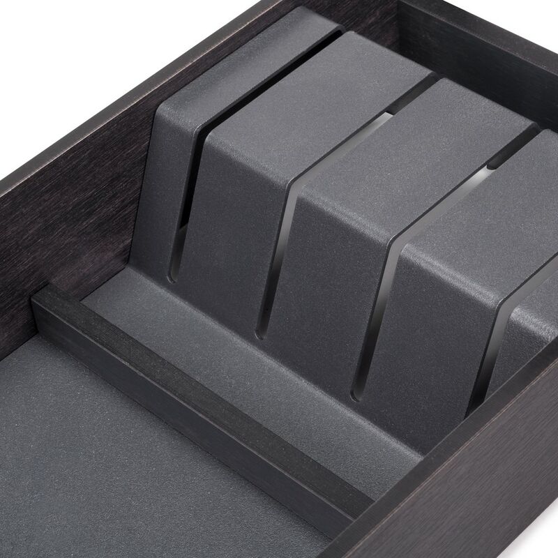 Emuca - Organisateur Orderbox pour tiroir- 150x470 mm- Gris anthracite- Acier et Bois