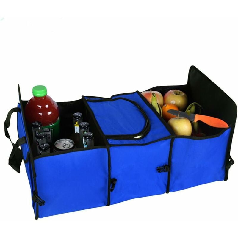 Aougo - Organisateur pliable, robuste et multifonction en tissu Oxford Pour voiture Pour voyage, Vacances, camping(bleu)