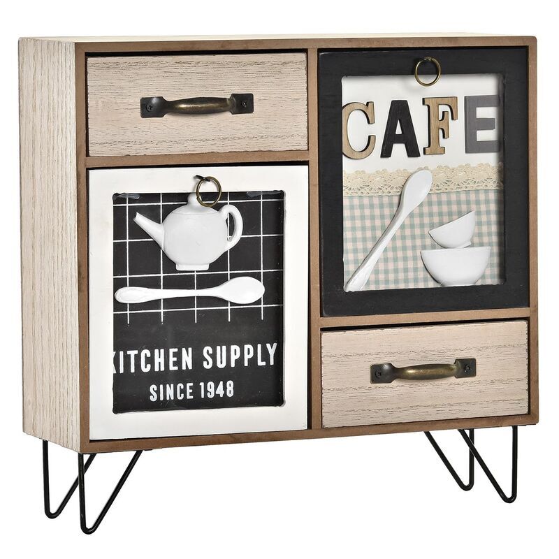 Organisateur polyvalent Dkd Home Decor métal verre bois mdf 30 x 10 x 29 cm cuisine