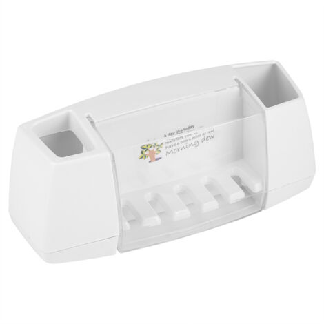 Organisateur porte-brosse à dents -Ventouse murale 2 en 1 - Accessoire de salle de bain blanc
