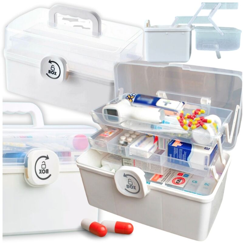 Organisateur pour médicaments, boîte, conteneur, comprimés, verrouillable, pliable, XL