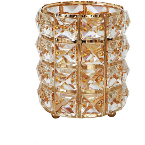 Organisateur pour pinceaux de maquillage en cristal, porte-stylos cosmétique, doré