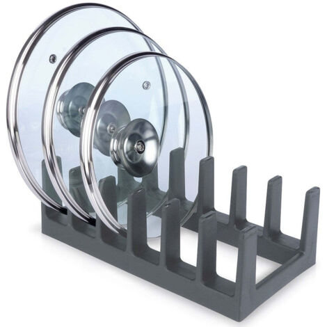 Organisateur pratique en plastique gris pour assiettes et couvercles