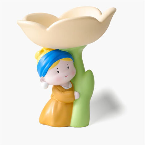 Organisateur Résine Fille Tulipe Mignon - Décoration de Bureau Style Ins avec Stockage Ouvert, Idée Créative pour Entrée ou Table de Chevet, Maison/Bureau (Prêt à Offrir)