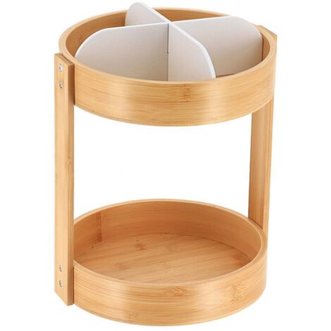 Organisateur rotatif bambou 2 plateaux - blanc mat - Tendance