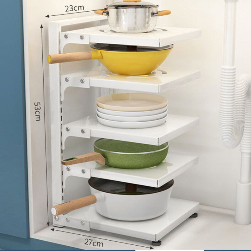 Organisateur sous-évier, étagère de rangement multifonctionnelle pour éviers de cuisine et de salle de bain (cinq niveaux, blanc)