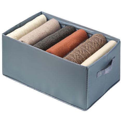 Organisateur Tiroir Lot de 2 Organisateur de Tiroir Pliable Caisse Rangement pour Vêtements avec 7 Compartiments Boîte de Rangement Convient pour T-Shirt Jeans Pantalon, Gris Clair