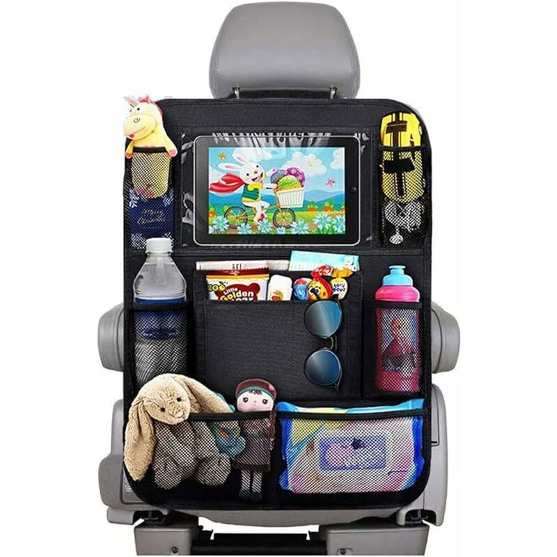 Blue Dream - Organisateur Voiture Enfant, 1PCS Rangement Auto Accessoire Interieur, Support pour Tablette Transparent 10 poches, Noir