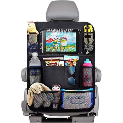 organisateur Voiture Enfant, 1pcs Rangement Auto Accessoire Interieur, Support Pour Tablette Transparent 10 Poches, Noir