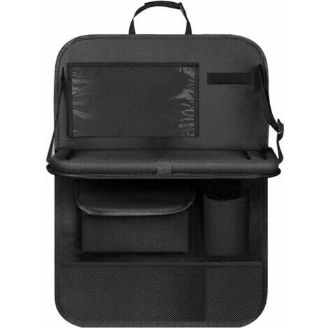 Organisateur Voiture Enfant, Protection Siège Arrière avec Pochette Transparente, Organisateur avec Plateau et Poche pour Téléphone/iPad(Noir)