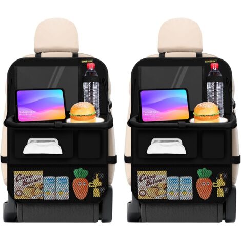 Organisateur Voiture Enfant, Protection Siège Arrière avec Pochette Transparente,Organisateur Voiture Enfant avec Plateau et Poche pour Téléphone/iPad
