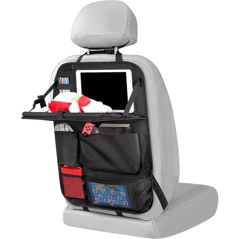Gabrielle - Organisateur Voiture Enfant, Protection Siege Voiture Enfant, Protege Rangement Tablette With Foldable Table Tray and Transparent Pocket,