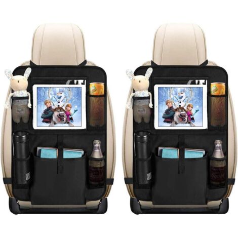 Organisateur Voiture,2Pcs Protection Arrière de Siège Auto Imperméable Kick Mats Protège Siège Voiture Support iPad Transparent Rangement de Voiture pour Enfants