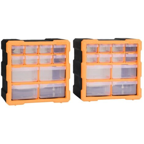 Organisateurs multi-tiroirs avec 12 tiroirs 2 pcs 26,5x16x26 cm