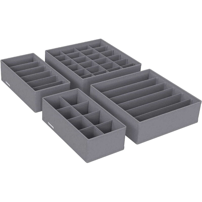Organisateurs Valora sous-vêtements placard tissu gris x4