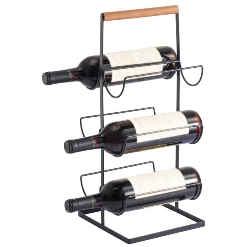 MSV - Etagère range bouteilles design industriel Bois & Acier elie Noir mat